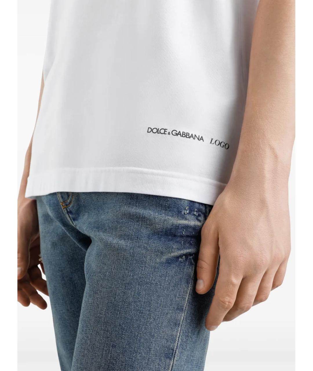 DOLCE&GABBANA Белая хлопковая футболка, фото 5