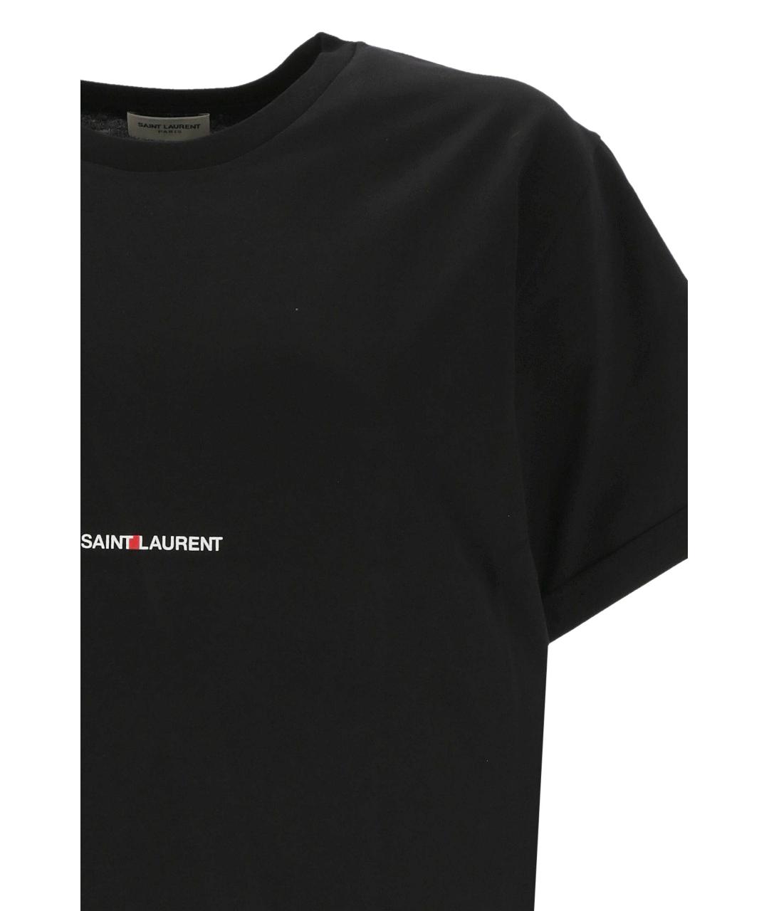 SAINT LAURENT Черная хлопковая футболка, фото 2
