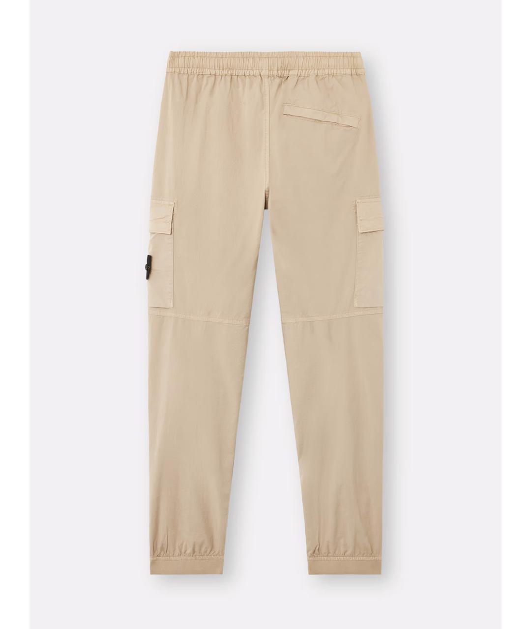 STONE ISLAND Бежевые хлопковые повседневные брюки, фото 6