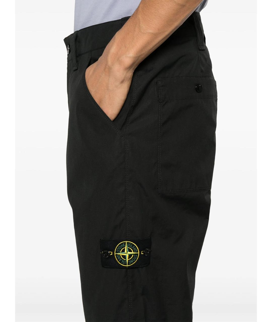 STONE ISLAND Черные хлопковые повседневные брюки, фото 5