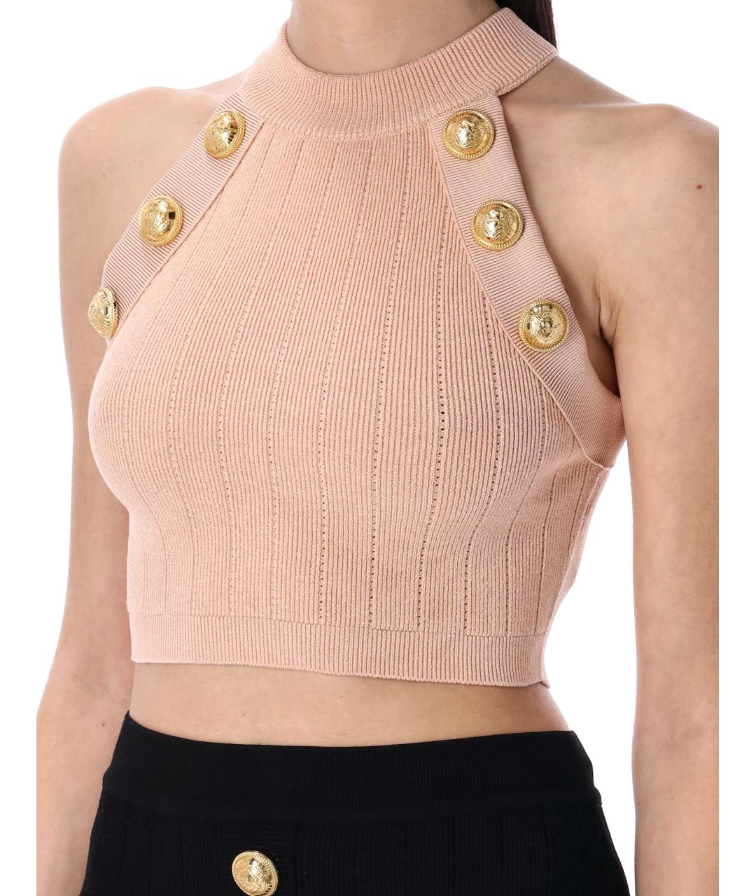 BALMAIN Бежевая вискозная майка, фото 4