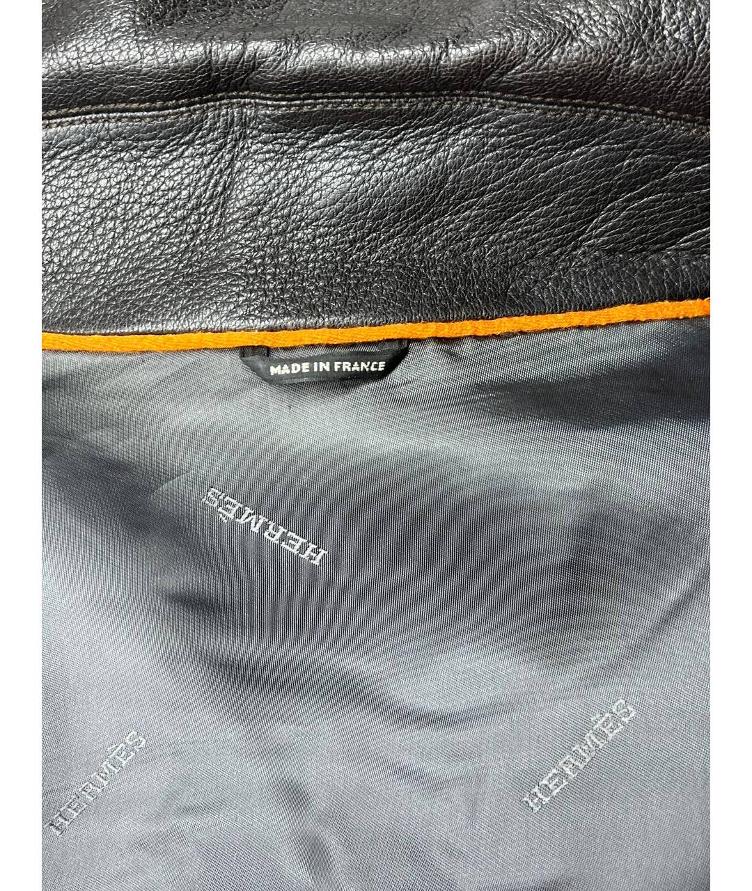 HERMES Коричневое кожаное пальто, фото 5