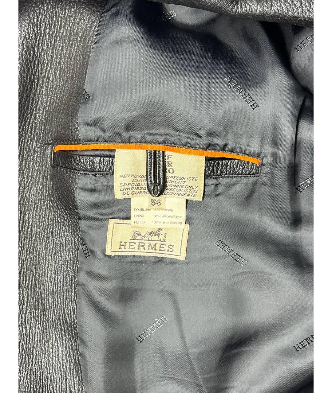 HERMES Коричневое кожаное пальто, фото 3