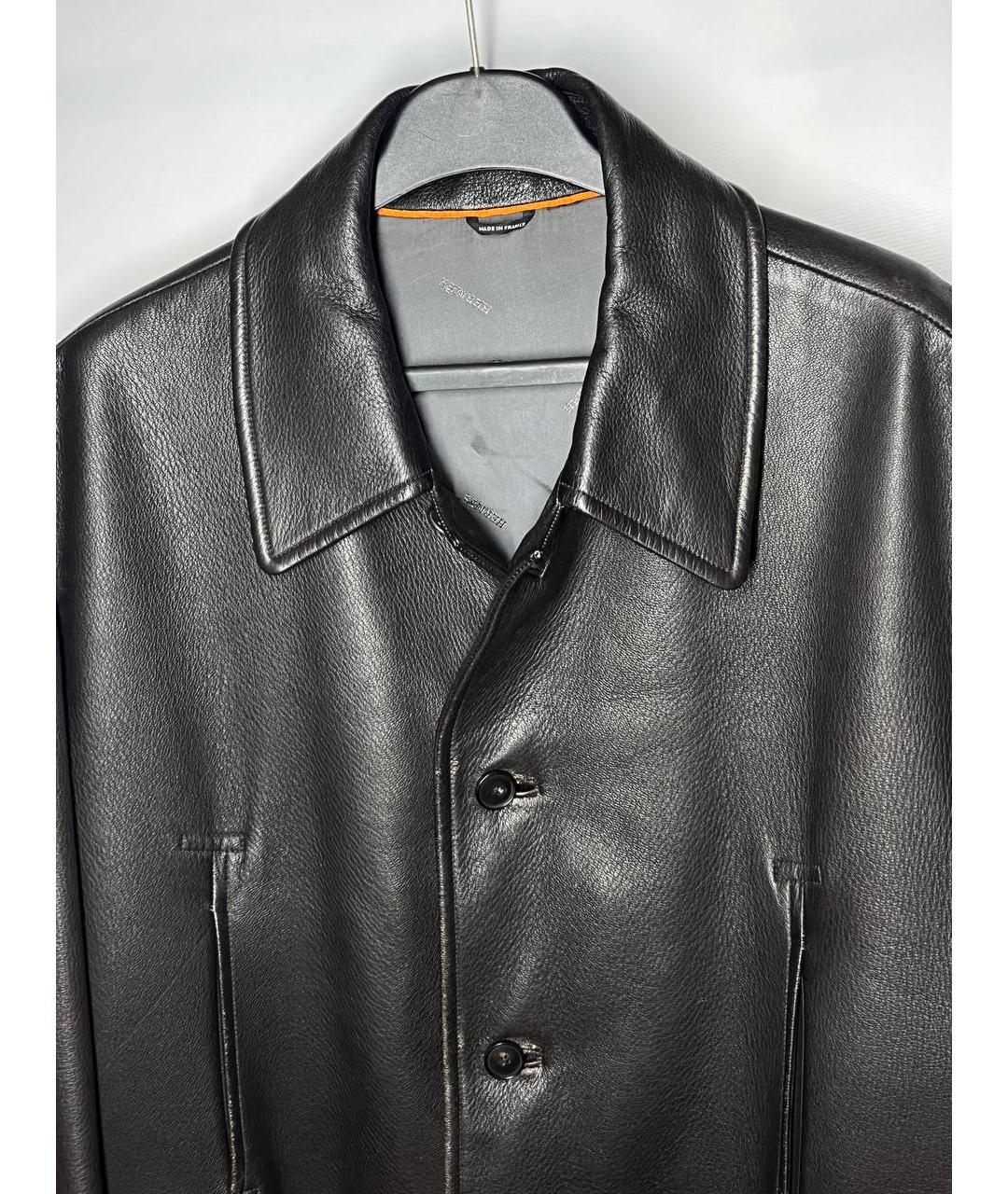 HERMES Коричневое кожаное пальто, фото 2