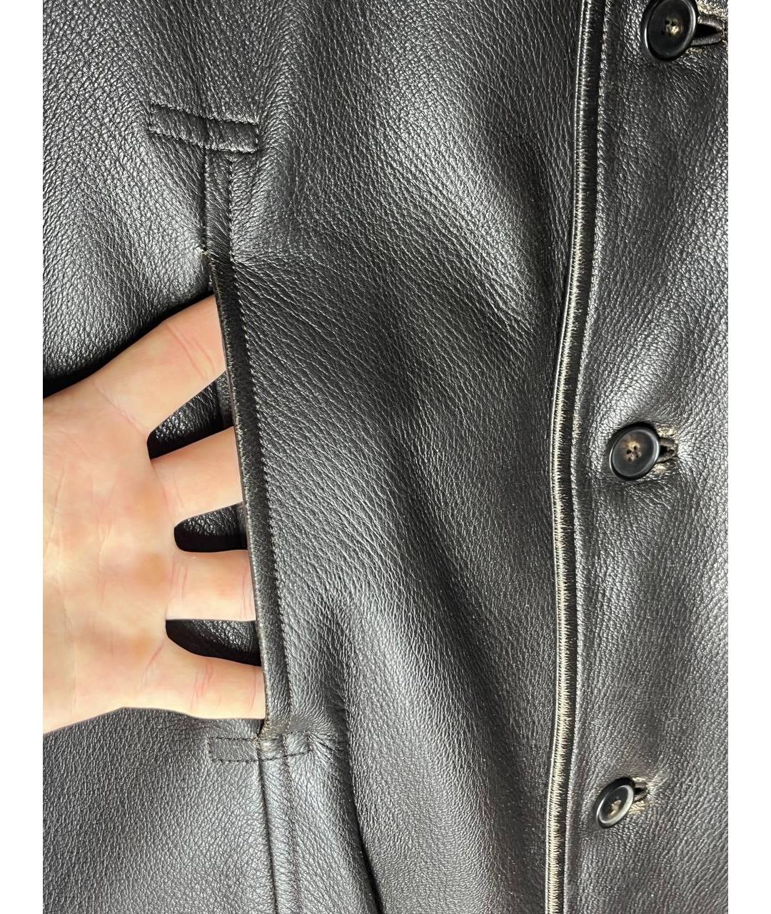 HERMES Коричневое кожаное пальто, фото 4