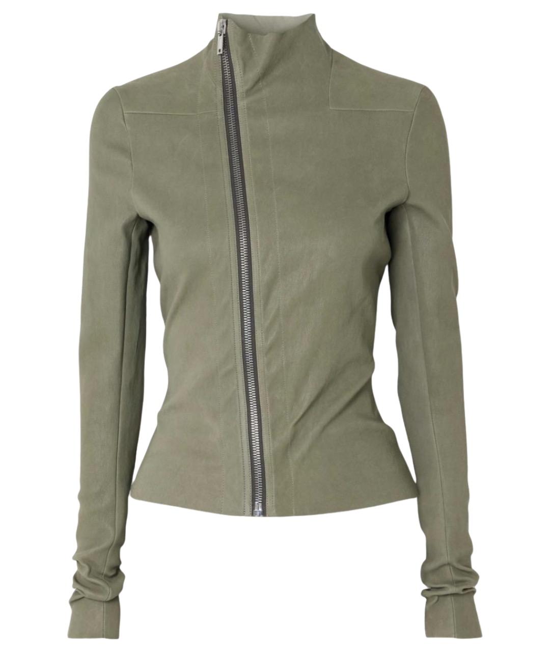 RICK OWENS Хаки кожаная куртка, фото 1