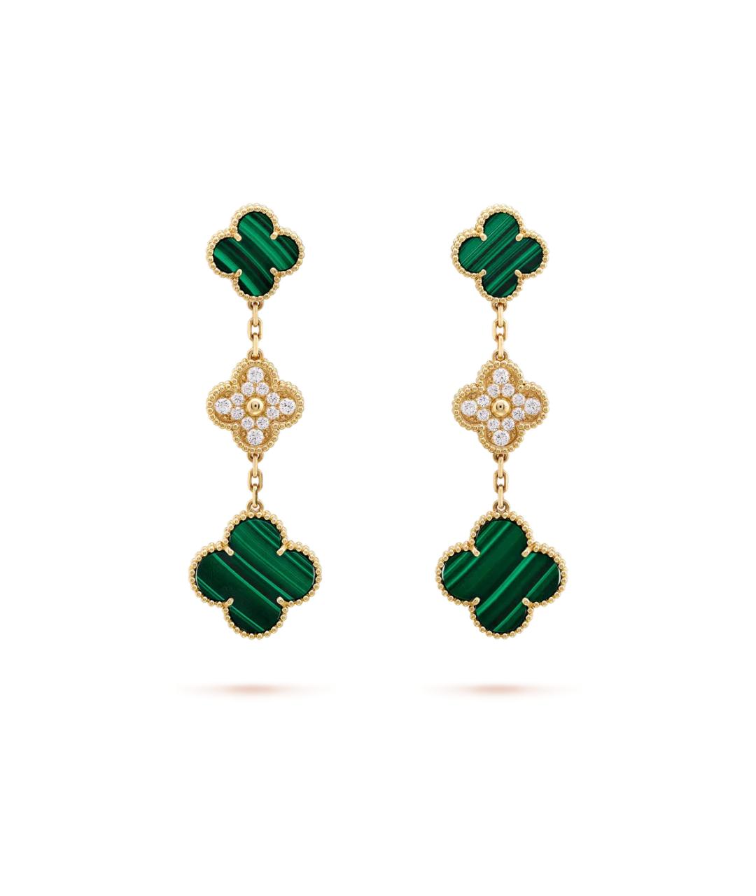 VAN CLEEF & ARPELS Зеленые серьги из желтого золота, фото 3