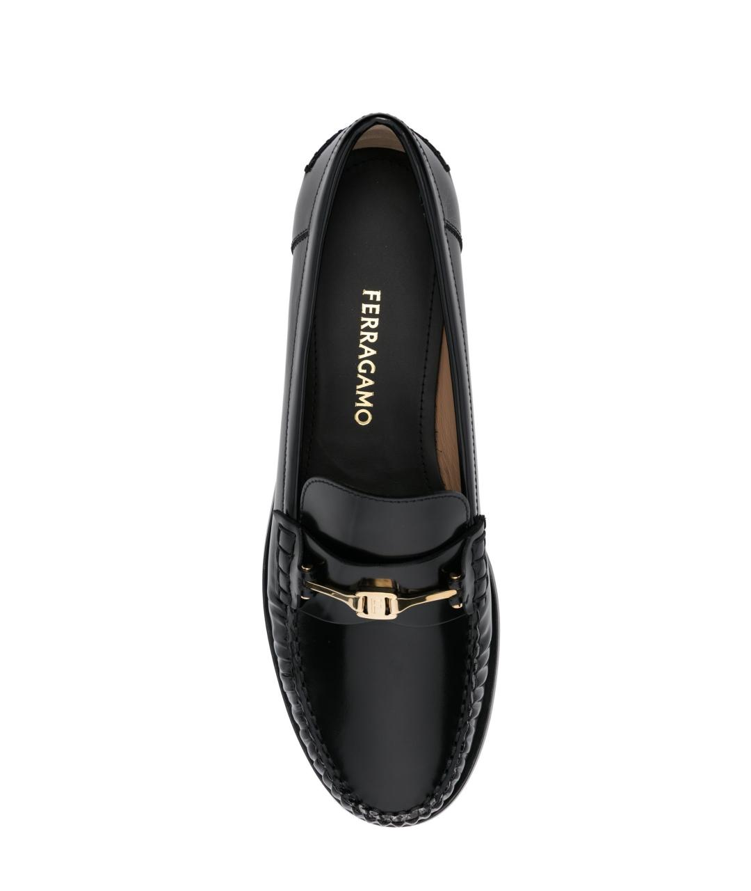 FERRAGAMO Черные кожаные лоферы, фото 4