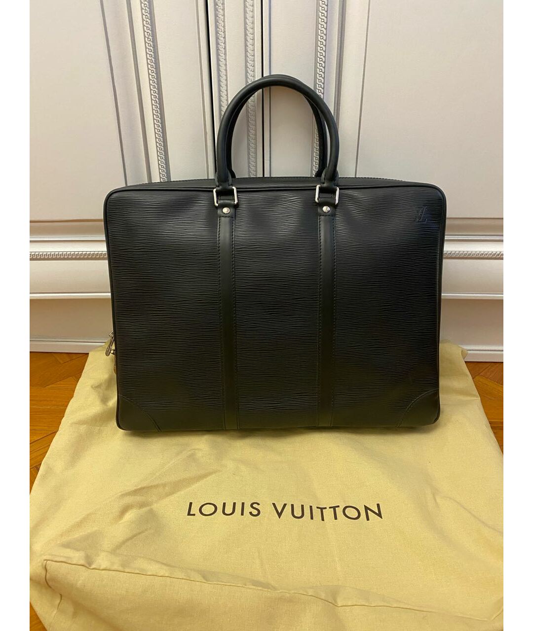 LOUIS VUITTON PRE-OWNED Черный кожаный портфель, фото 8