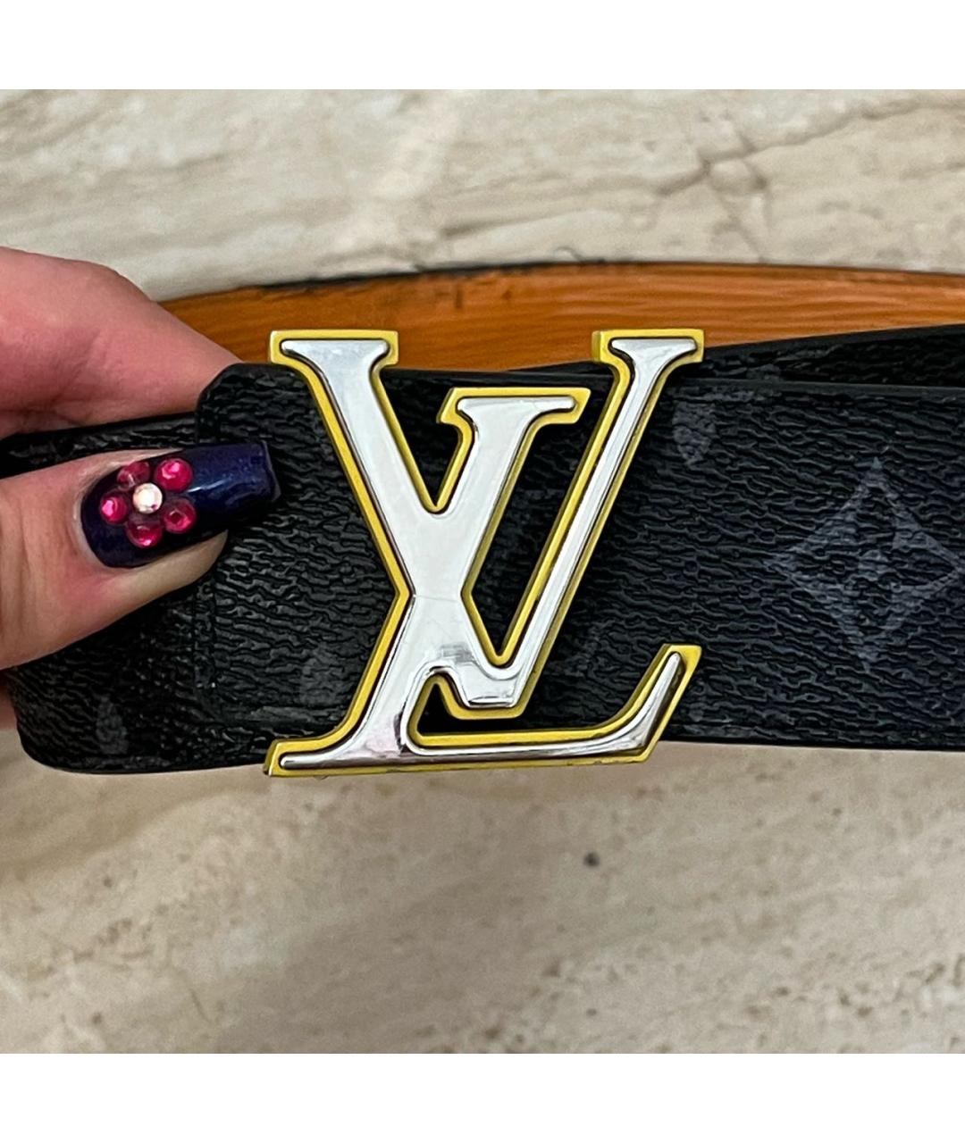 LOUIS VUITTON Черный кожаный ремень, фото 2