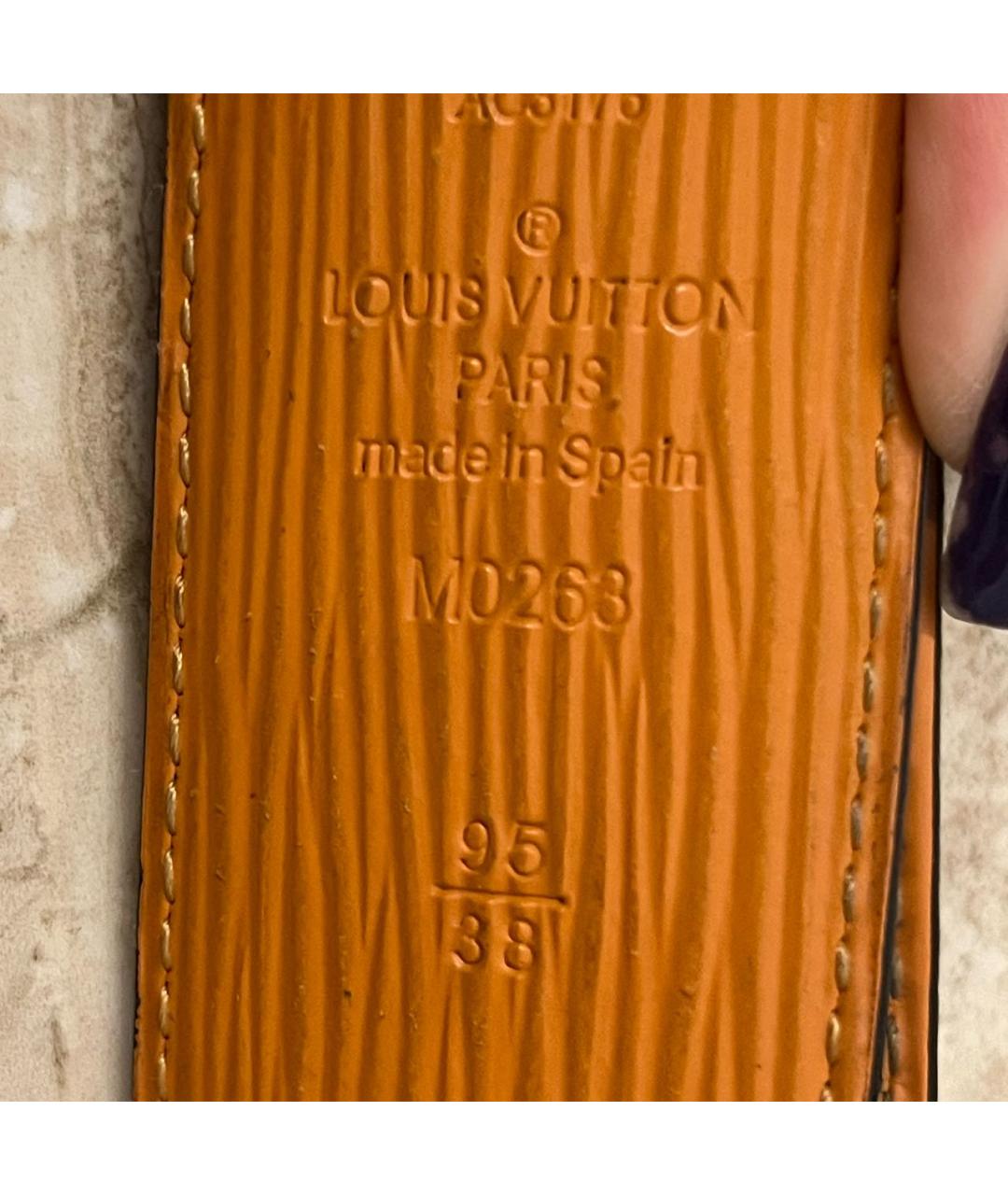 LOUIS VUITTON Черный кожаный ремень, фото 3