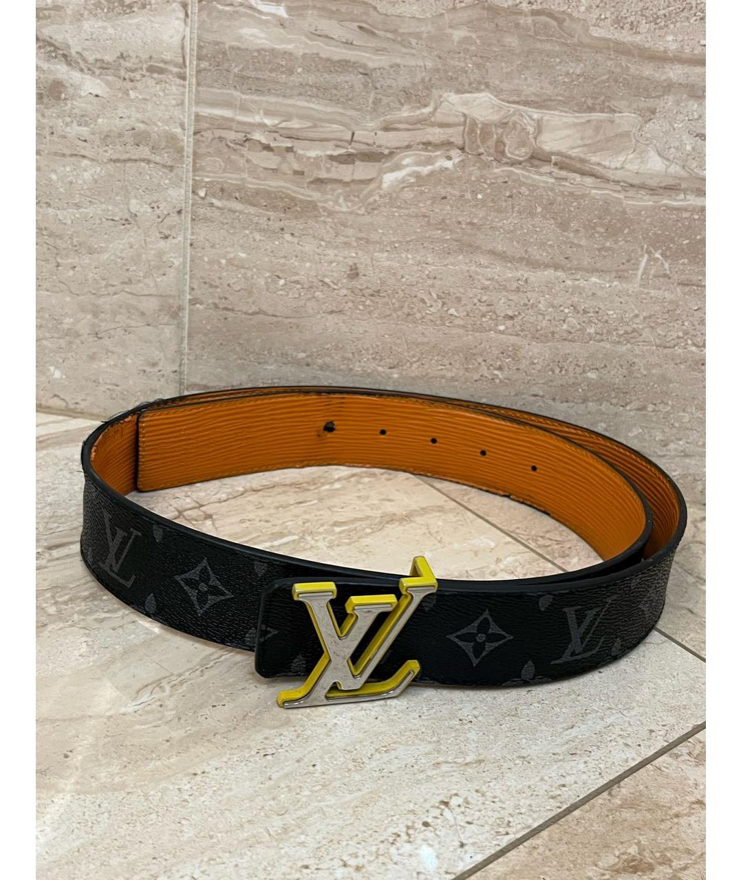 LOUIS VUITTON Черный кожаный ремень, фото 4