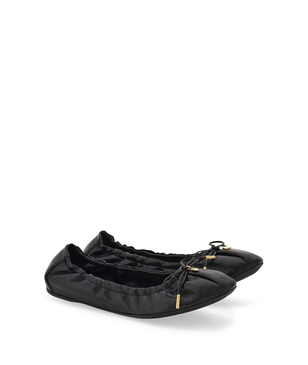 FERRAGAMO Черные кожаные балетки, фото 2