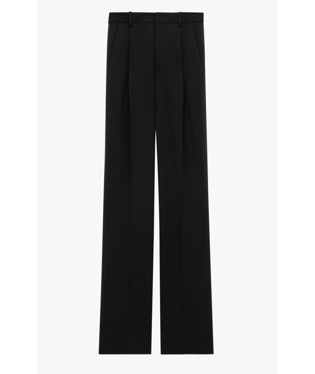 SAINT LAURENT Черные шерстяные прямые брюки, фото 5