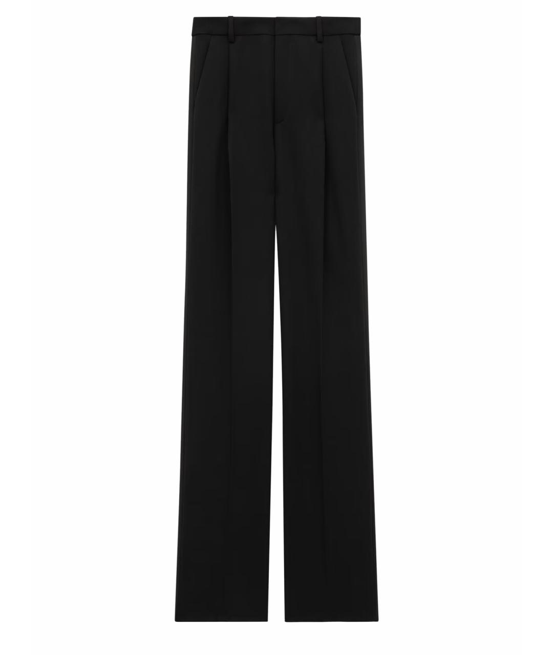 SAINT LAURENT Черные шерстяные прямые брюки, фото 1