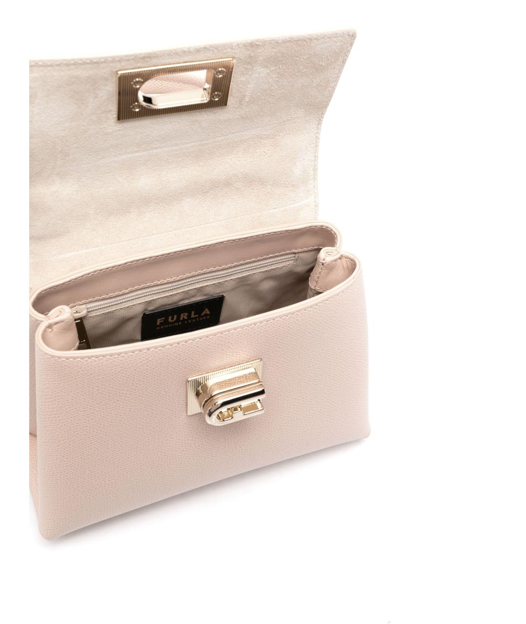 FURLA Розовая кожаная сумка с короткими ручками, фото 4