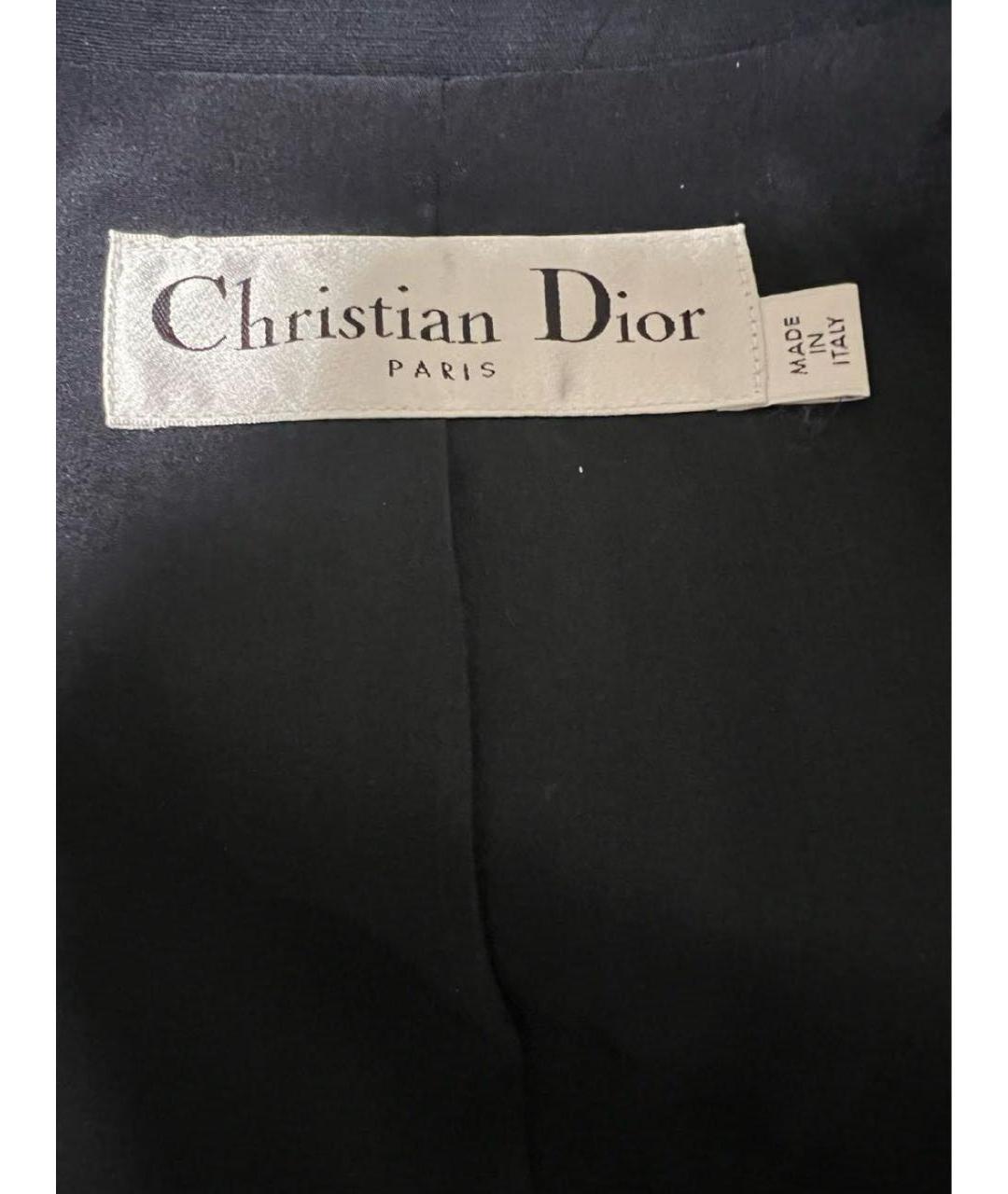 CHRISTIAN DIOR Темно-синее шерстяное коктейльное платье, фото 3