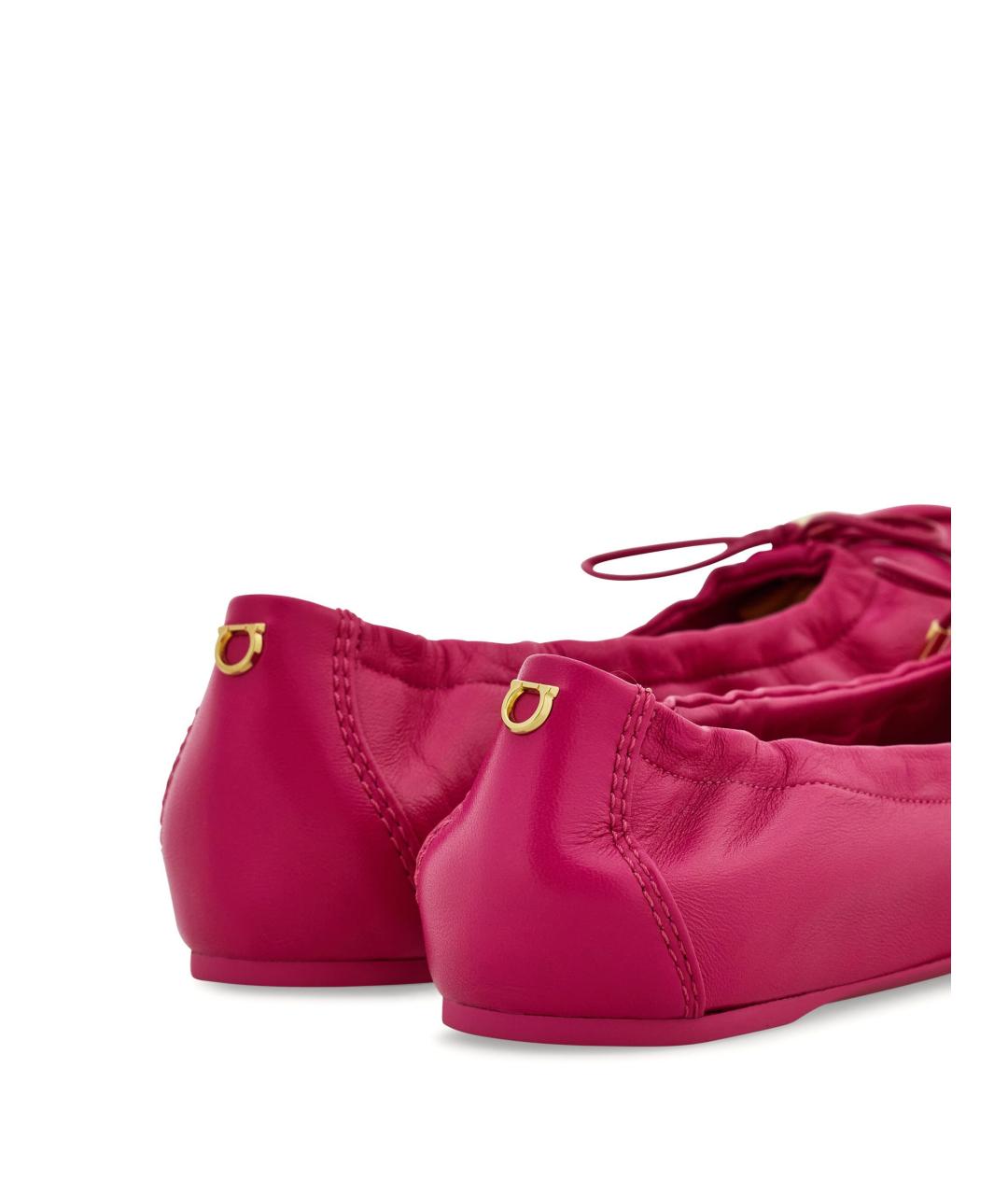FERRAGAMO Фуксия кожаные балетки, фото 3