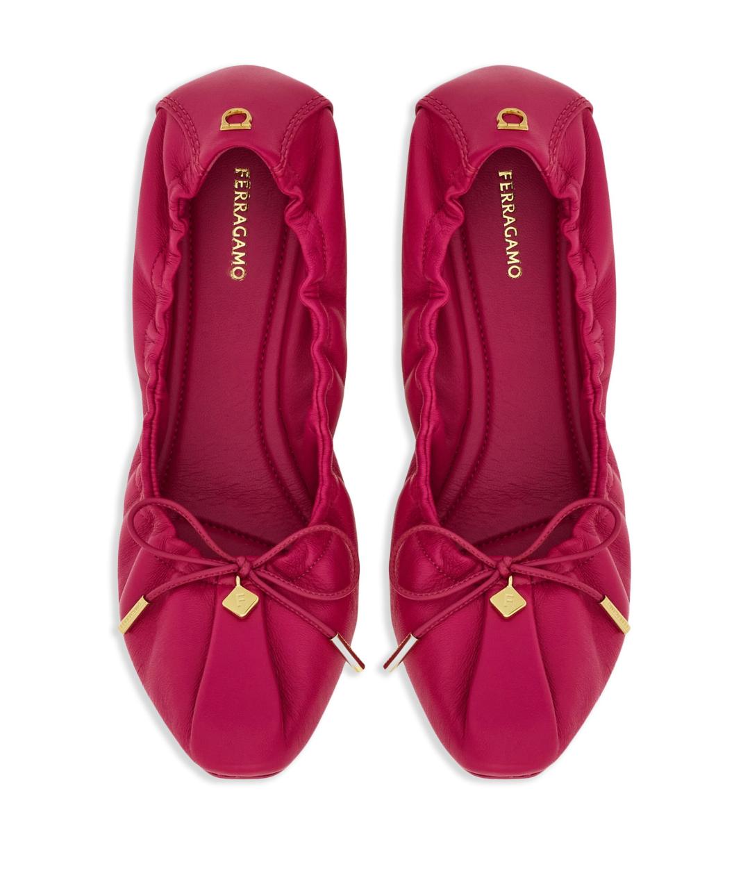 FERRAGAMO Фуксия кожаные балетки, фото 4
