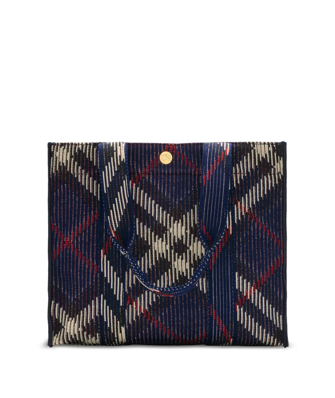 BURBERRY Темно-синяя синтетическая сумка тоут, фото 2