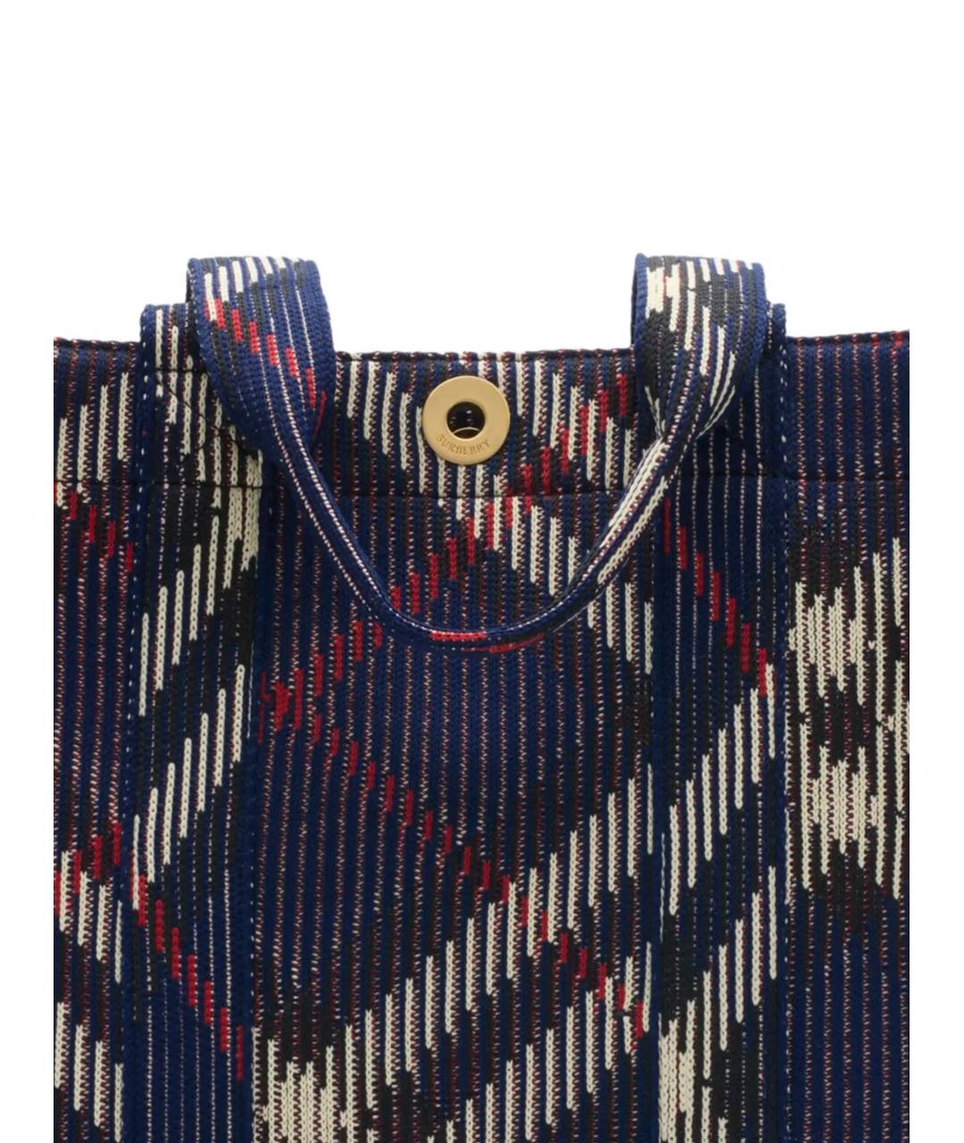 BURBERRY Темно-синяя синтетическая сумка тоут, фото 4