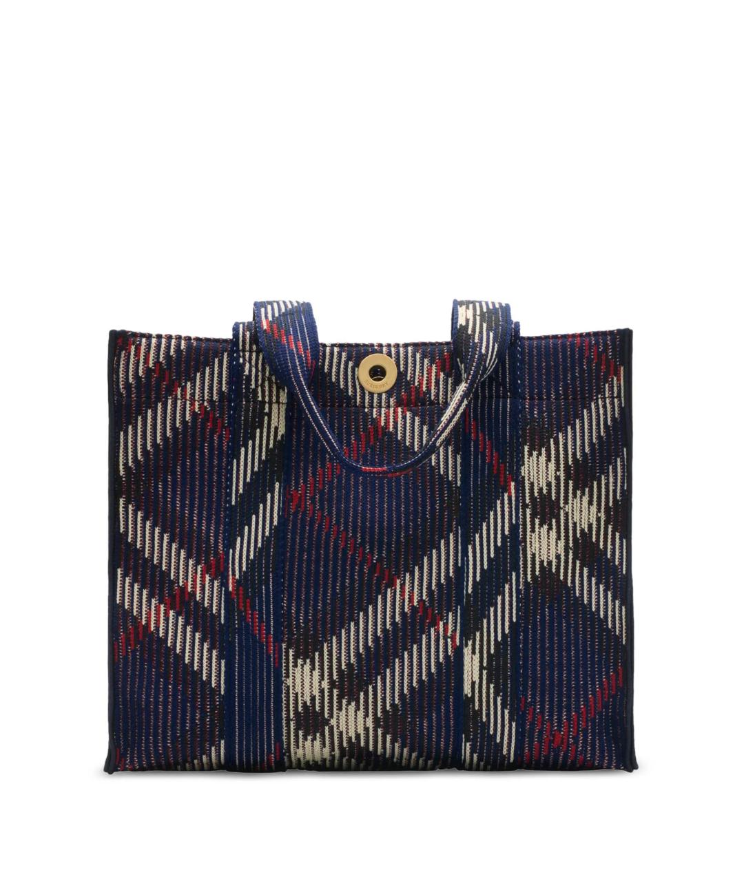 BURBERRY Темно-синяя синтетическая сумка тоут, фото 1