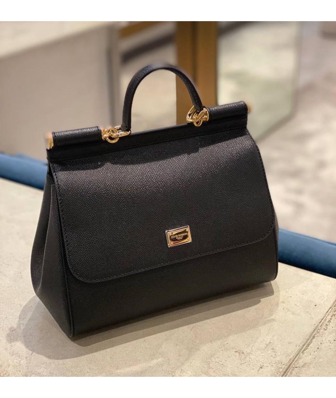 DOLCE&GABBANA Черная кожаная сумка через плечо, фото 3