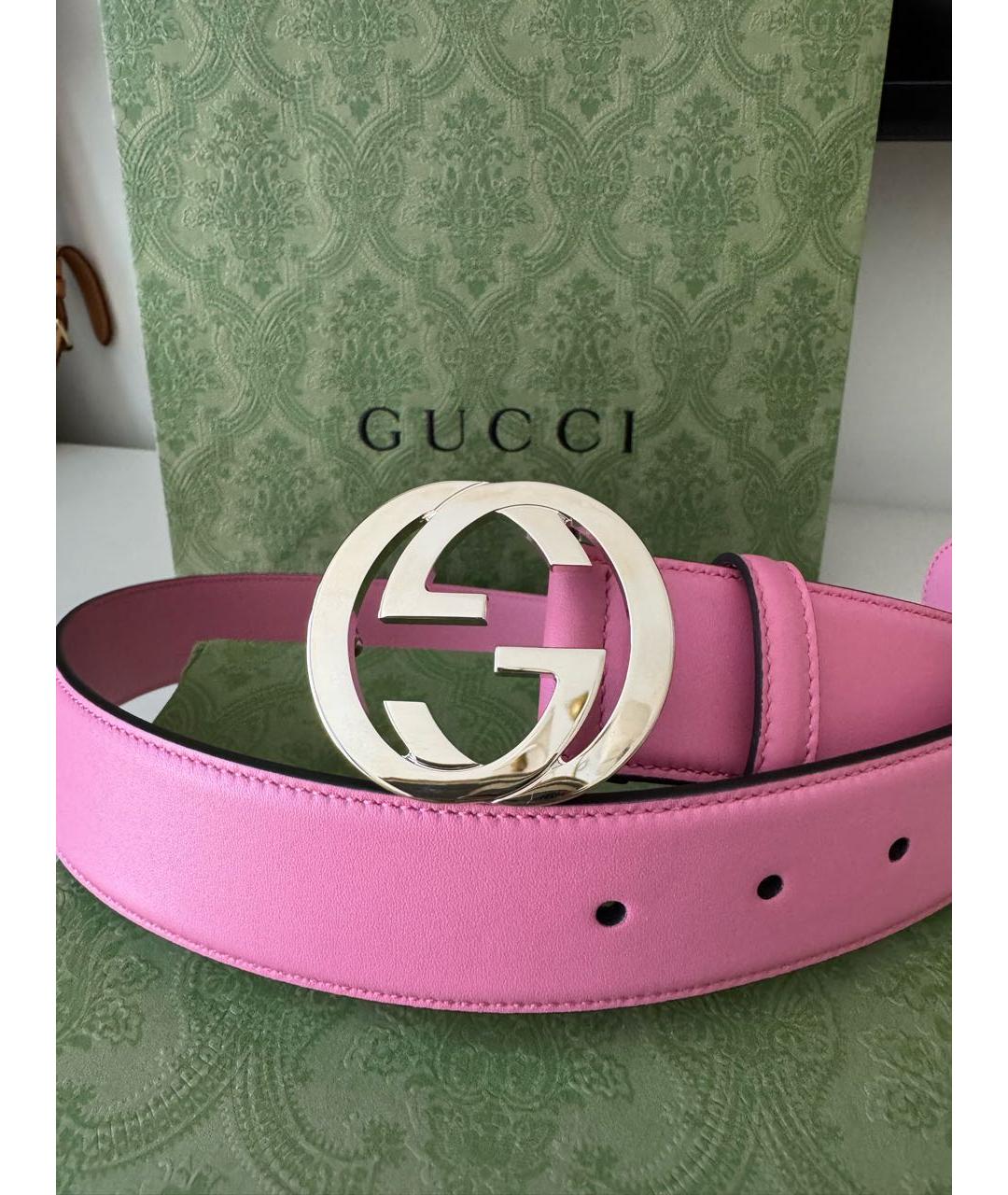 GUCCI Розовый кожаный ремень, фото 2