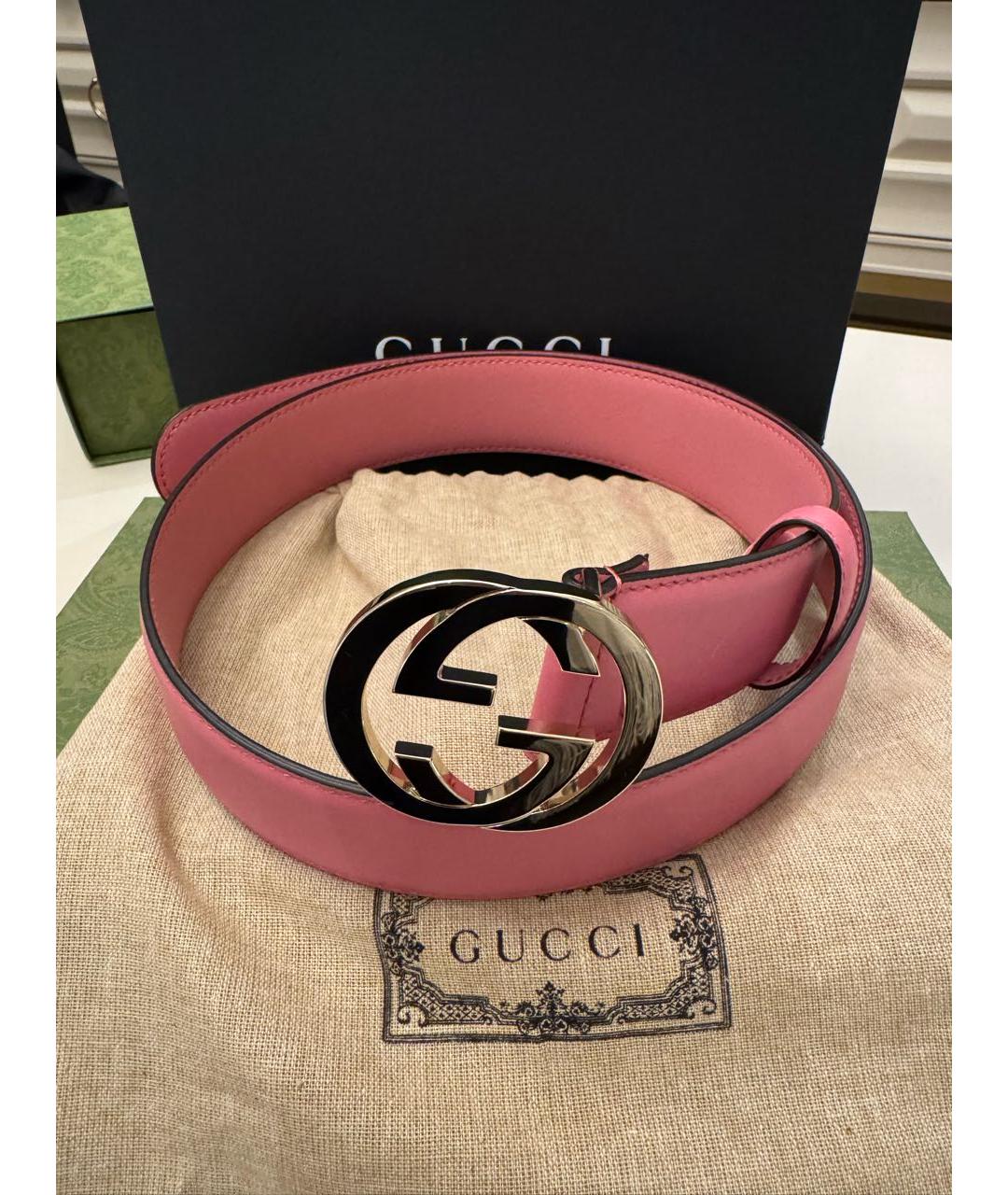 GUCCI Розовый кожаный ремень, фото 3