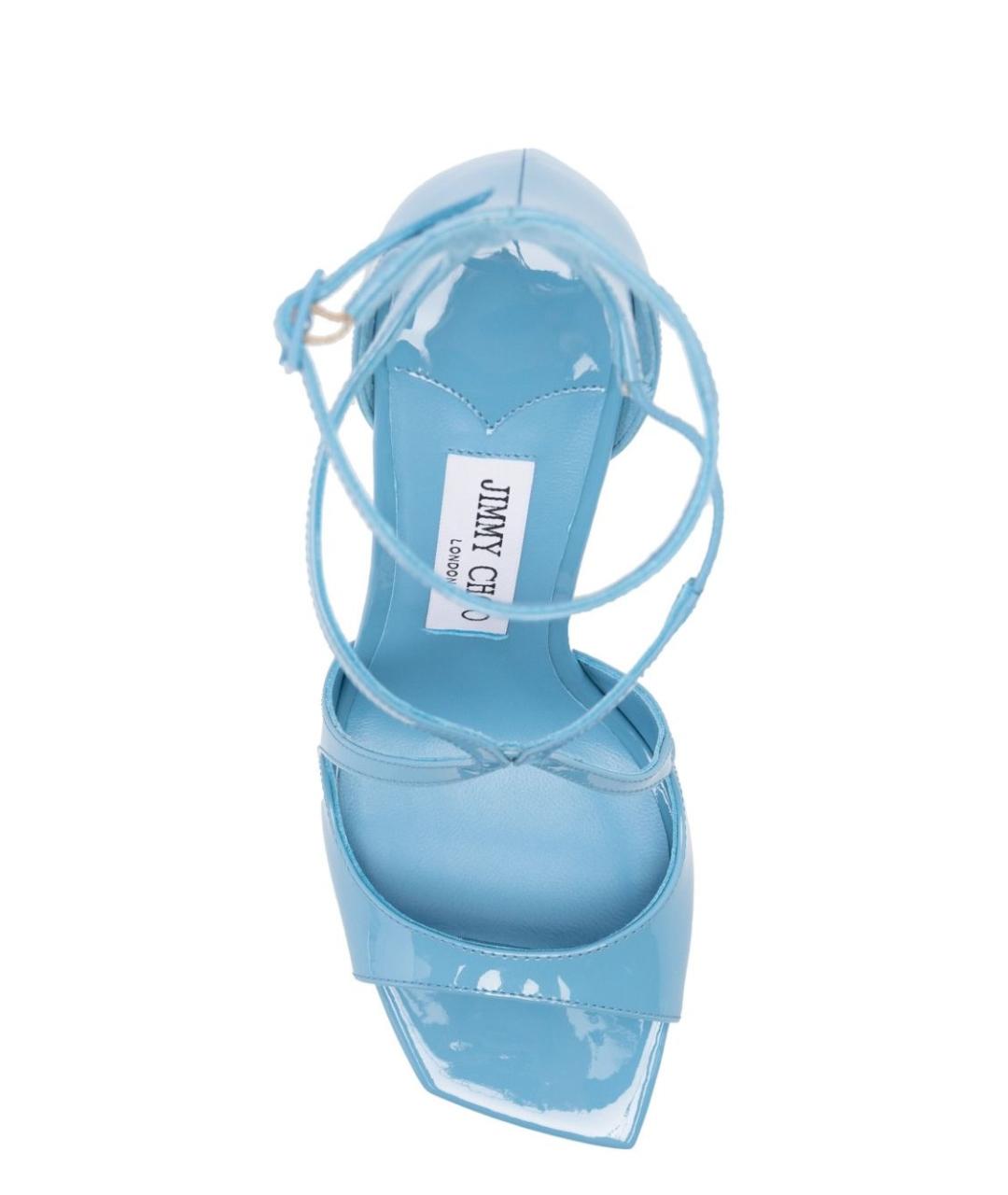 JIMMY CHOO Голубые кожаные босоножки, фото 4