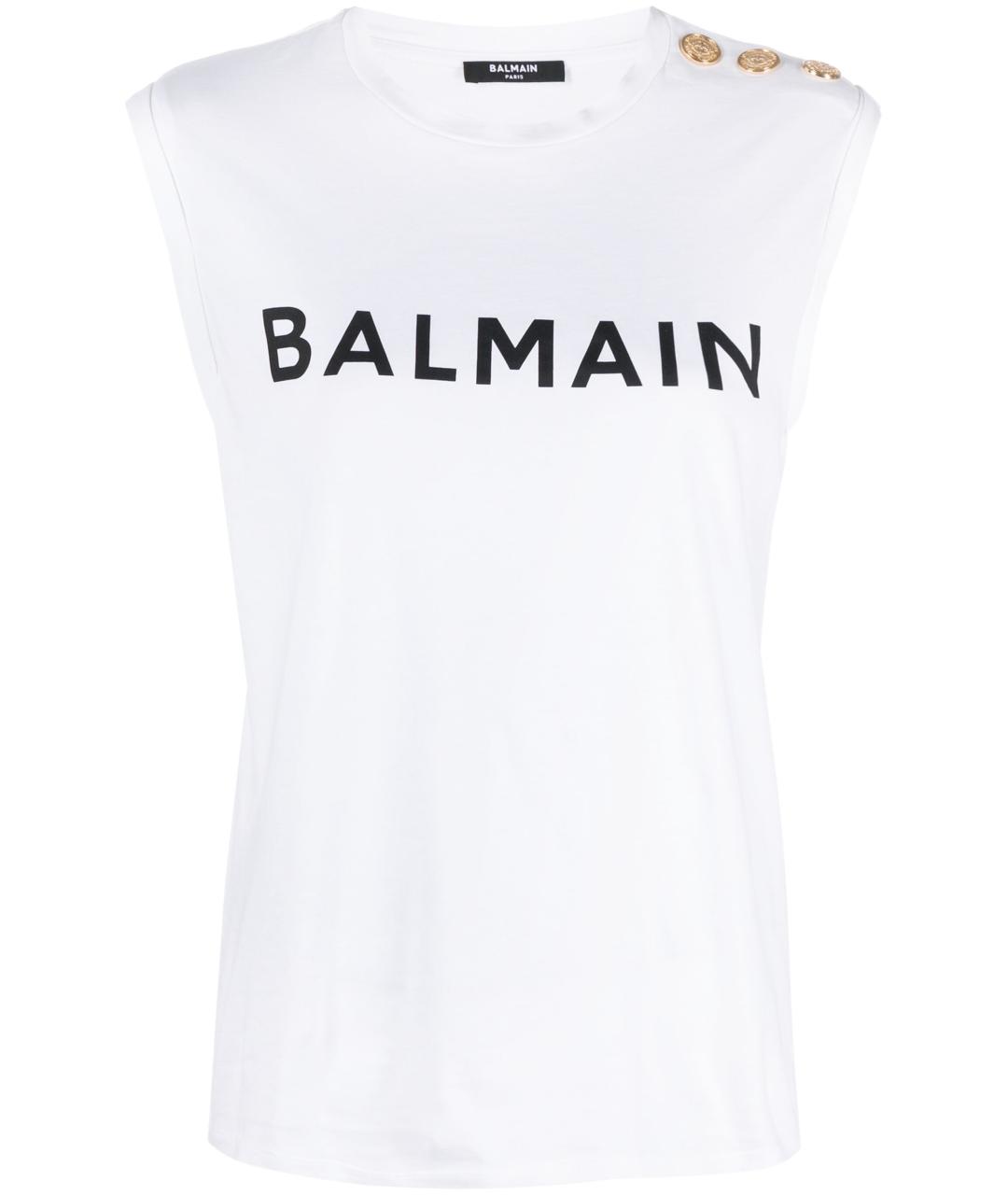 BALMAIN Белая хлопковая футболка, фото 1