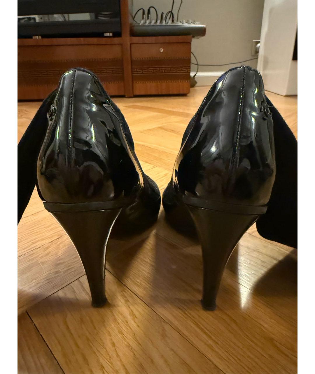 CHANEL Черные текстильные сапоги, фото 3