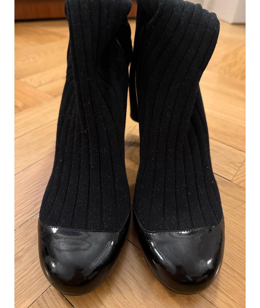 CHANEL Черные текстильные сапоги, фото 2