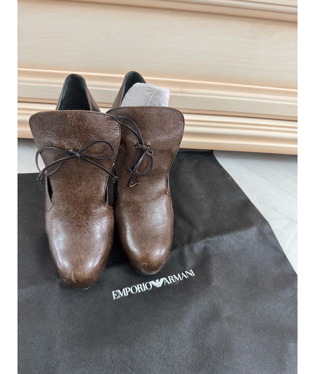 EMPORIO ARMANI Коричневые кожаные ботильоны, фото 2
