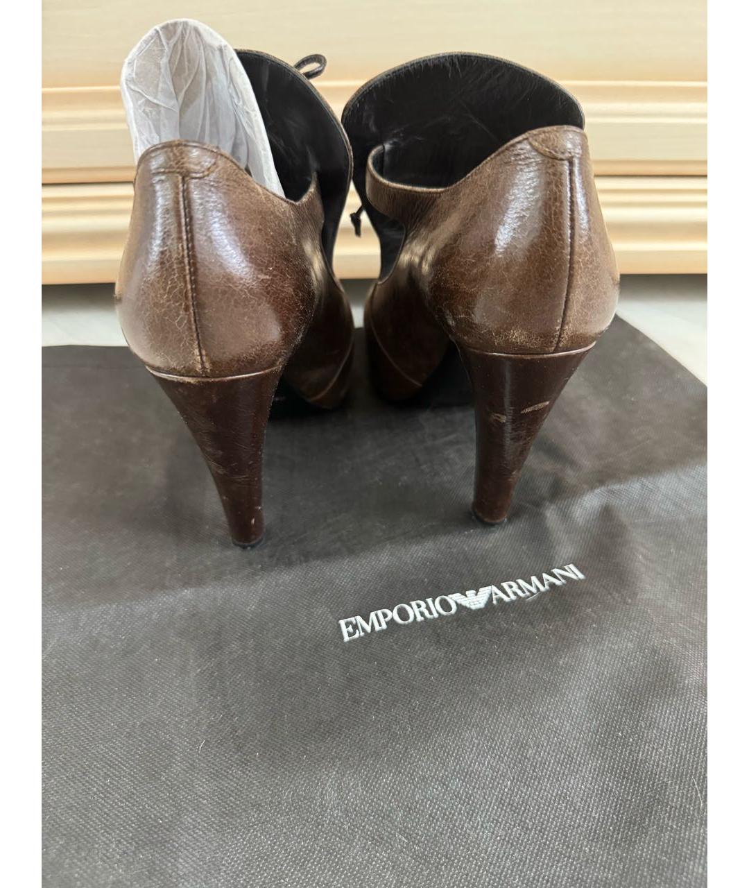 EMPORIO ARMANI Коричневые кожаные ботильоны, фото 4