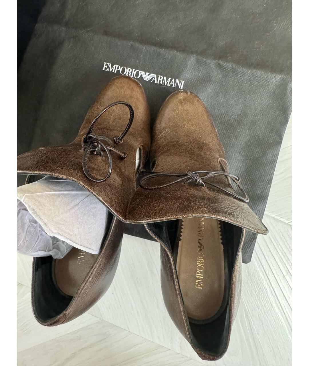 EMPORIO ARMANI Коричневые кожаные ботильоны, фото 3