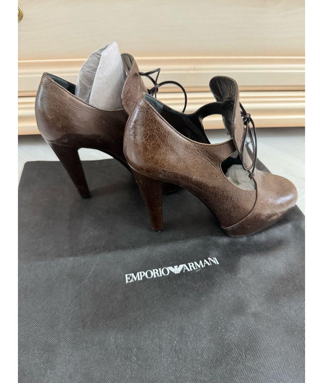 EMPORIO ARMANI Коричневые кожаные ботильоны, фото 6