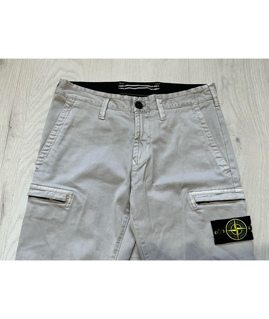 STONE ISLAND Серые хлопковые повседневные брюки, фото 3