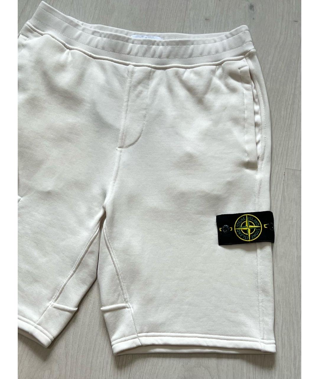 STONE ISLAND Белые хлопко-эластановые шорты, фото 4