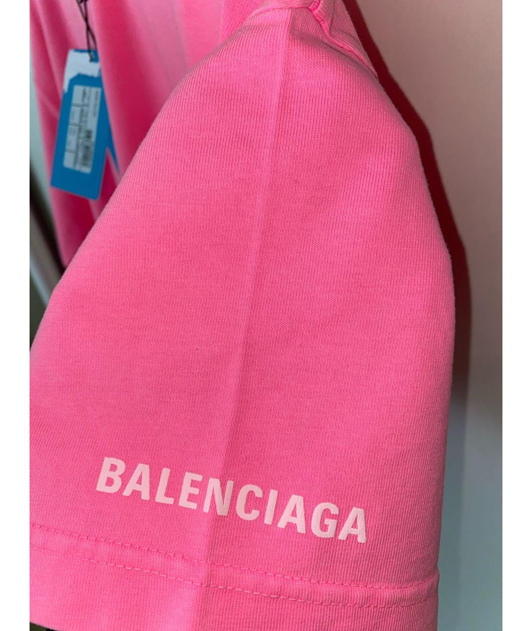 BALENCIAGA Розовая хлопковая футболка, фото 7