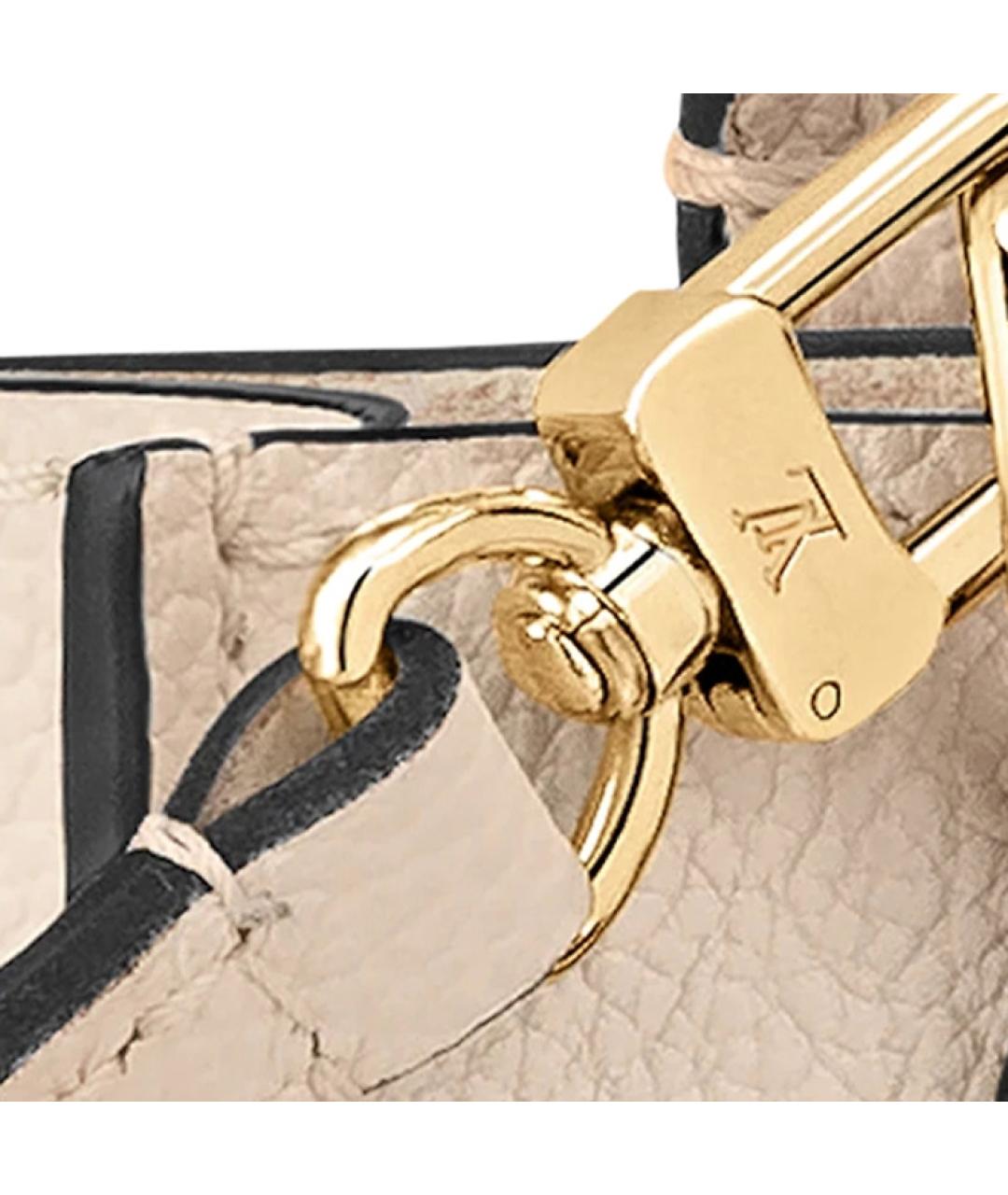 LOUIS VUITTON Бежевая кожаная сумка тоут, фото 5