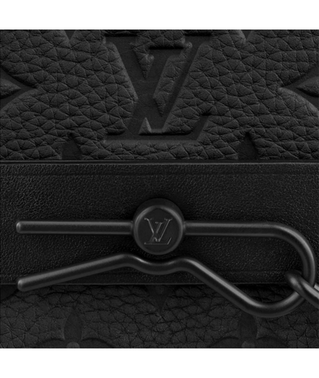 LOUIS VUITTON Черная кожаная сумка на плечо, фото 5