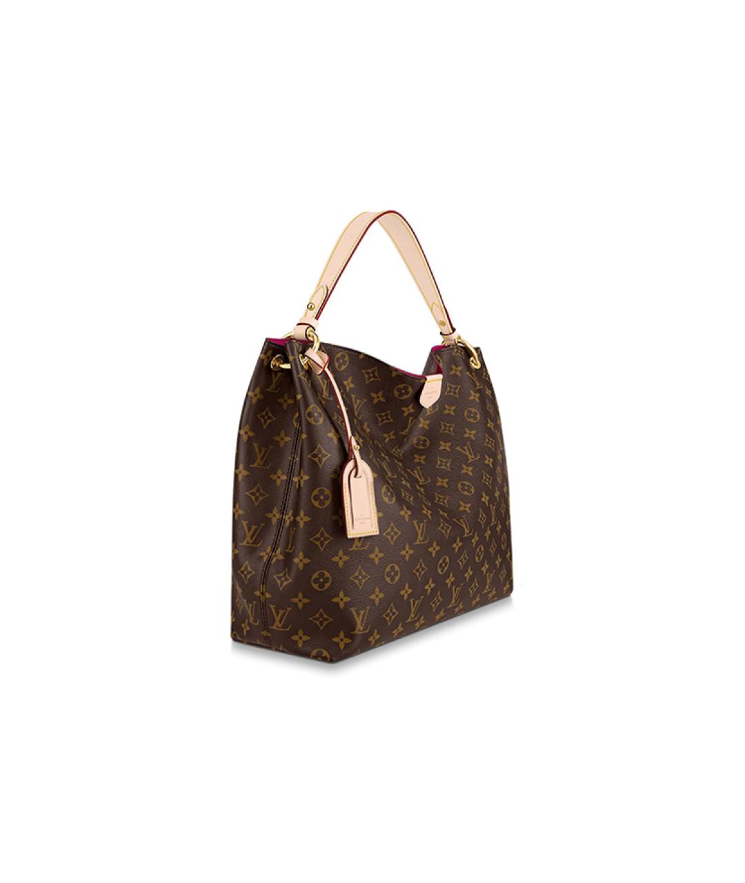 LOUIS VUITTON Коричневая кожаная сумка через плечо, фото 2