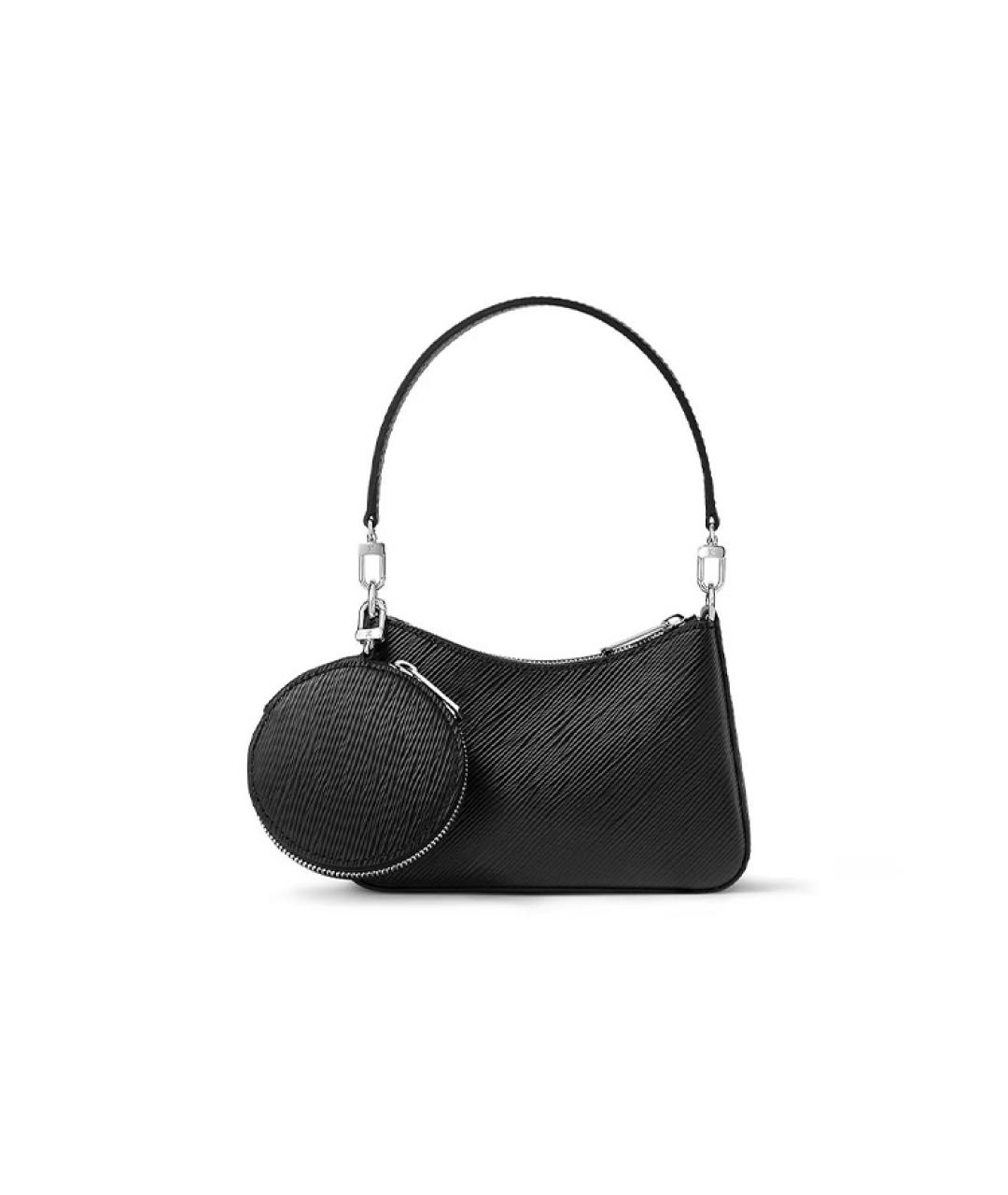 LOUIS VUITTON Черная кожаная сумка через плечо, фото 3