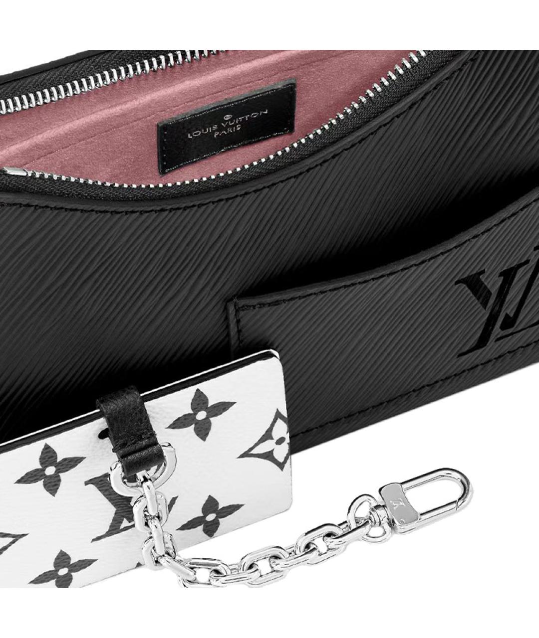 LOUIS VUITTON Черная кожаная сумка через плечо, фото 6