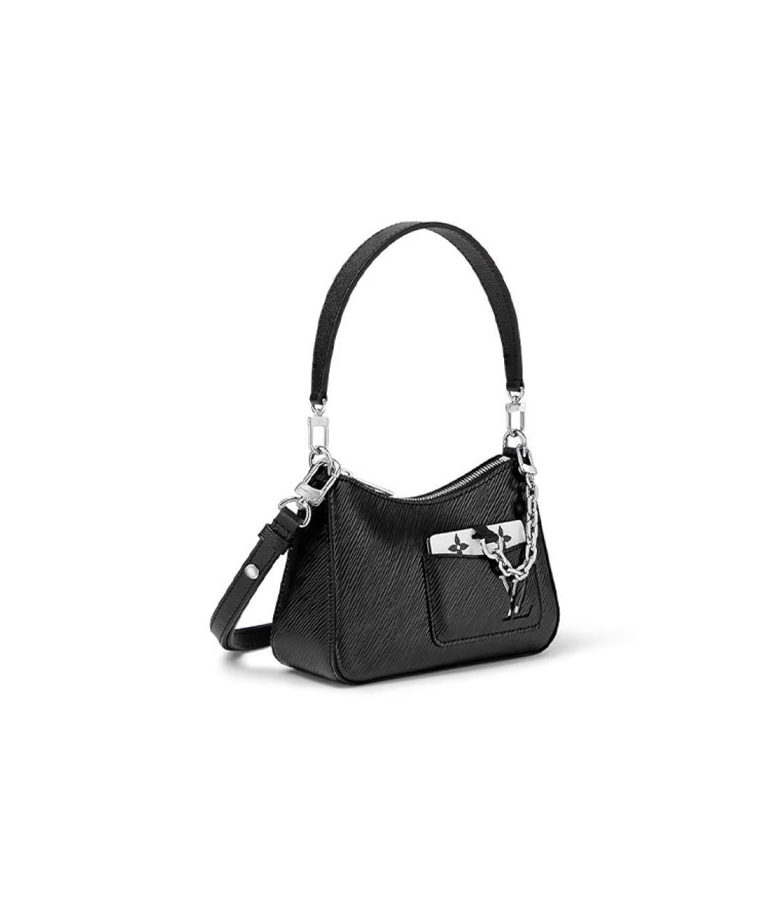 LOUIS VUITTON Черная кожаная сумка через плечо, фото 2