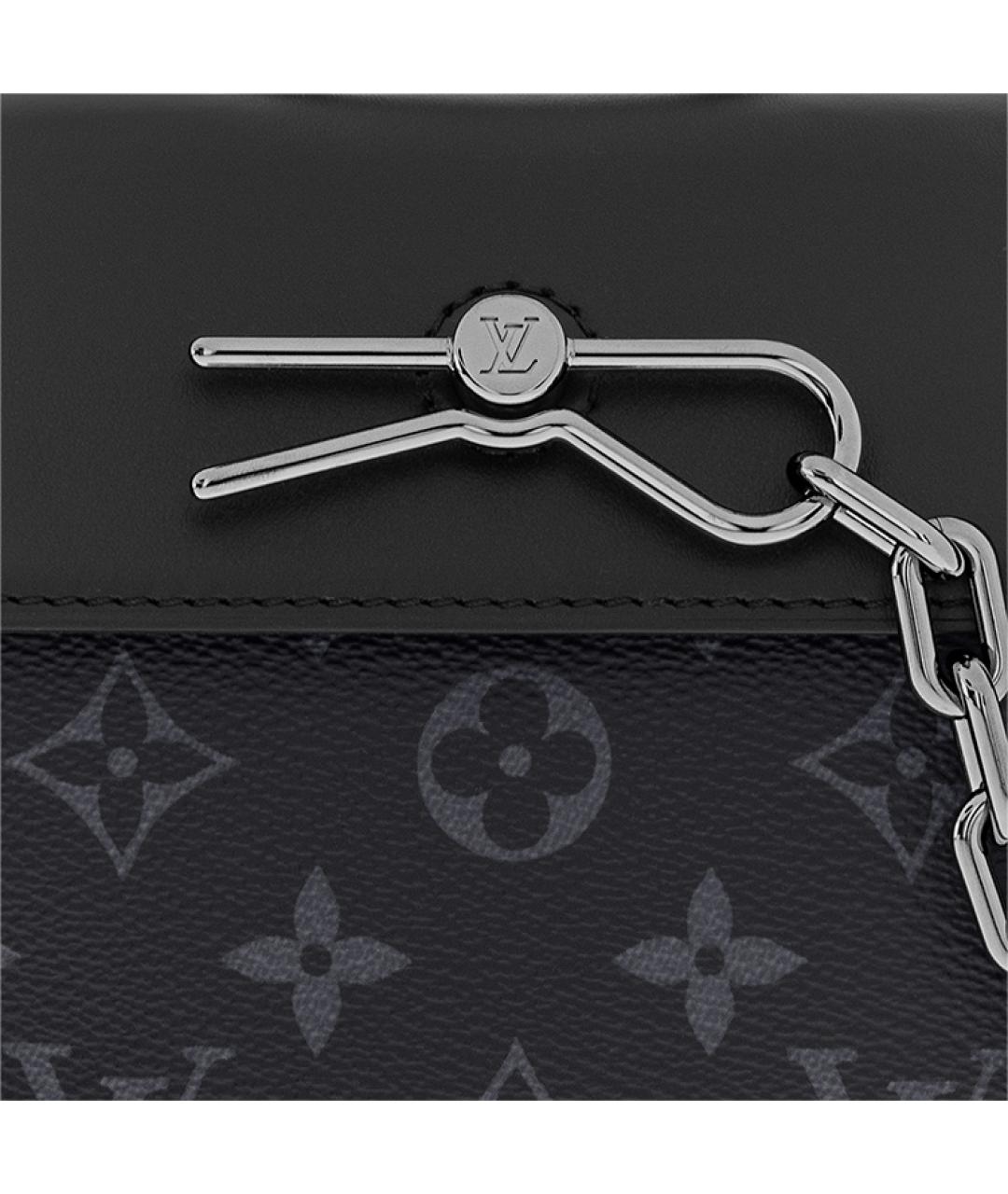 LOUIS VUITTON Черная кожаная сумка через плечо, фото 4