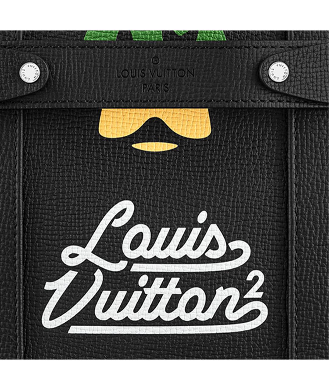 LOUIS VUITTON Черная кожаная сумка тоут, фото 5