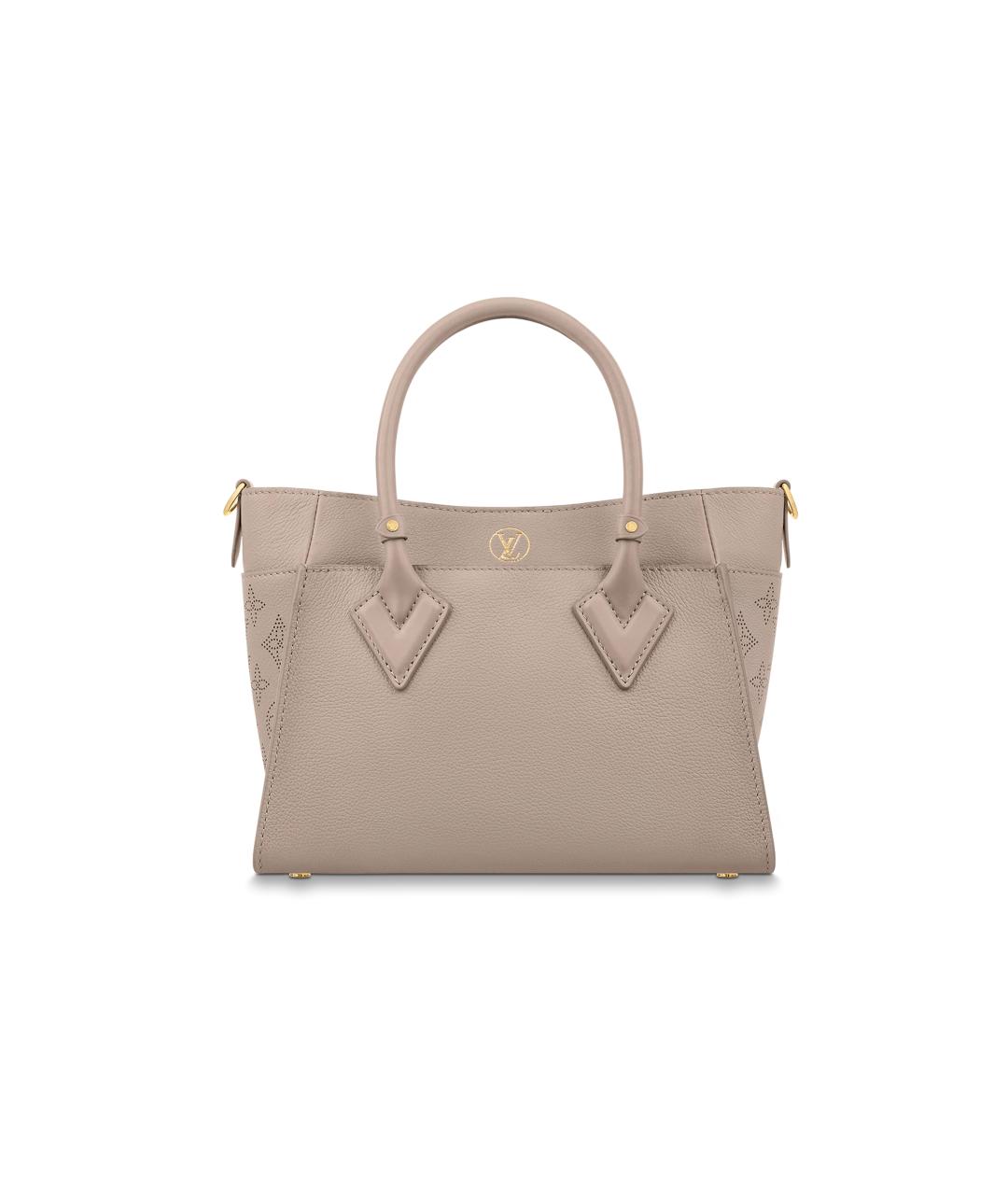 LOUIS VUITTON Серая кожаная сумка с короткими ручками, фото 3