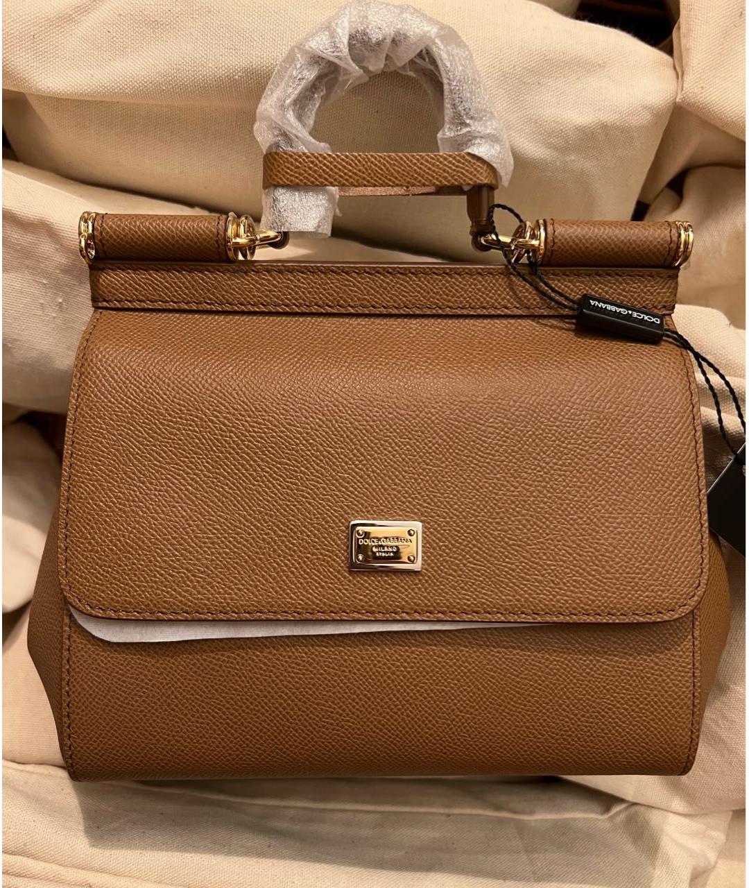 DOLCE&GABBANA Коричневая кожаная сумка через плечо, фото 2